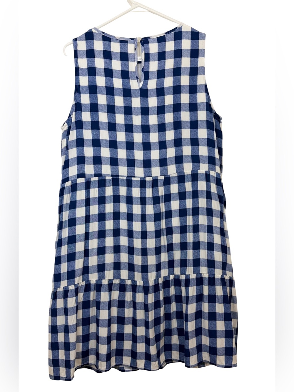 PRETTYGARDEN Blue & White Plaid Sleeveless Ruffle Sundress Medium - Picture 4 of 6